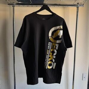 2000s Y2K Ecko Unltd Black and Gold NYC USA Graphic 3D Print Tee Shirt
